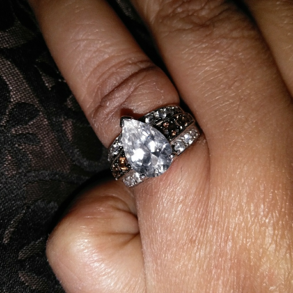 Sterling silver White & Chocolate Diamond Simulati